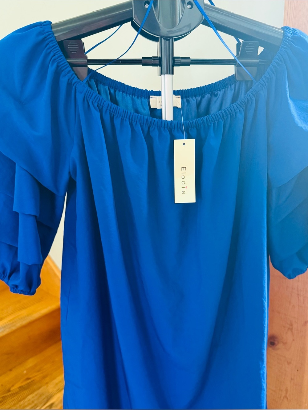 Revolve Elodie Women’s Cobalt Blue Off-Shoulder Ruffle Sleeve Tunic